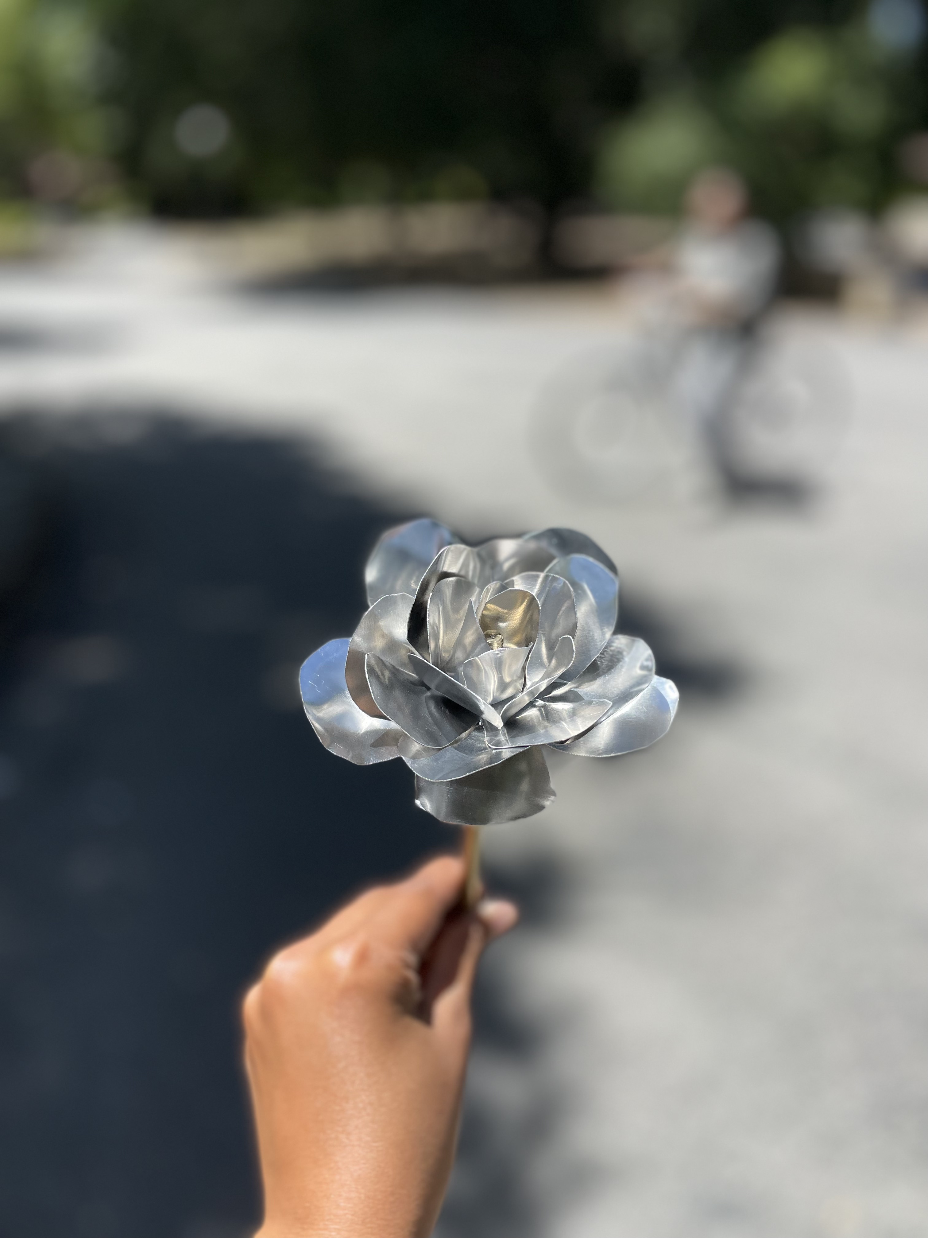 Metal rose front view